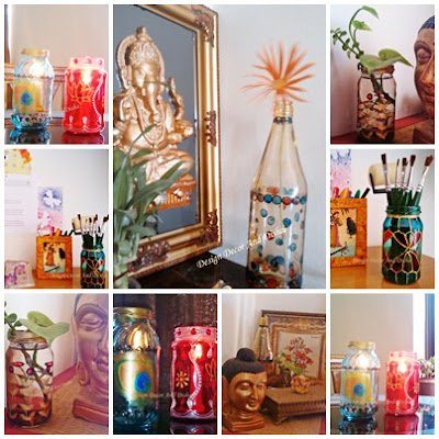 Stained Glass Jar & Bottle DIY http://designdecoranddisha.blogspot.com