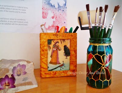 Stained Glass Jar Pen & Brush Holder img-12