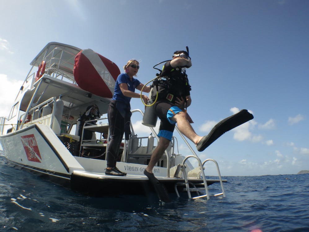 Diver doing giant stride