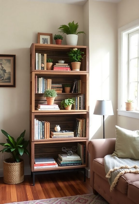 Inexpensive Vintage Wood Shelving Hacks 5 creative crate shelf design