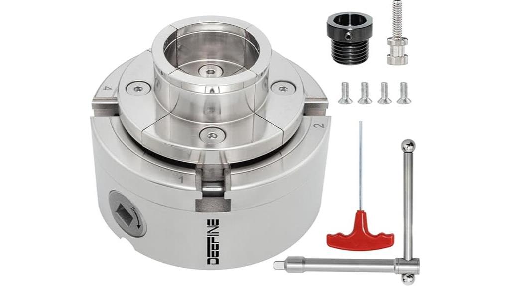 4 Inch Wood Lathe Chuck Set 1" x 8TPI Thread & 3/4"x16TPI Adapter, Nickel Plated Self-Centering 4 Jaw Wood Turning Chuck.(1 jaw) Review 1 compact wood lathe accessory review