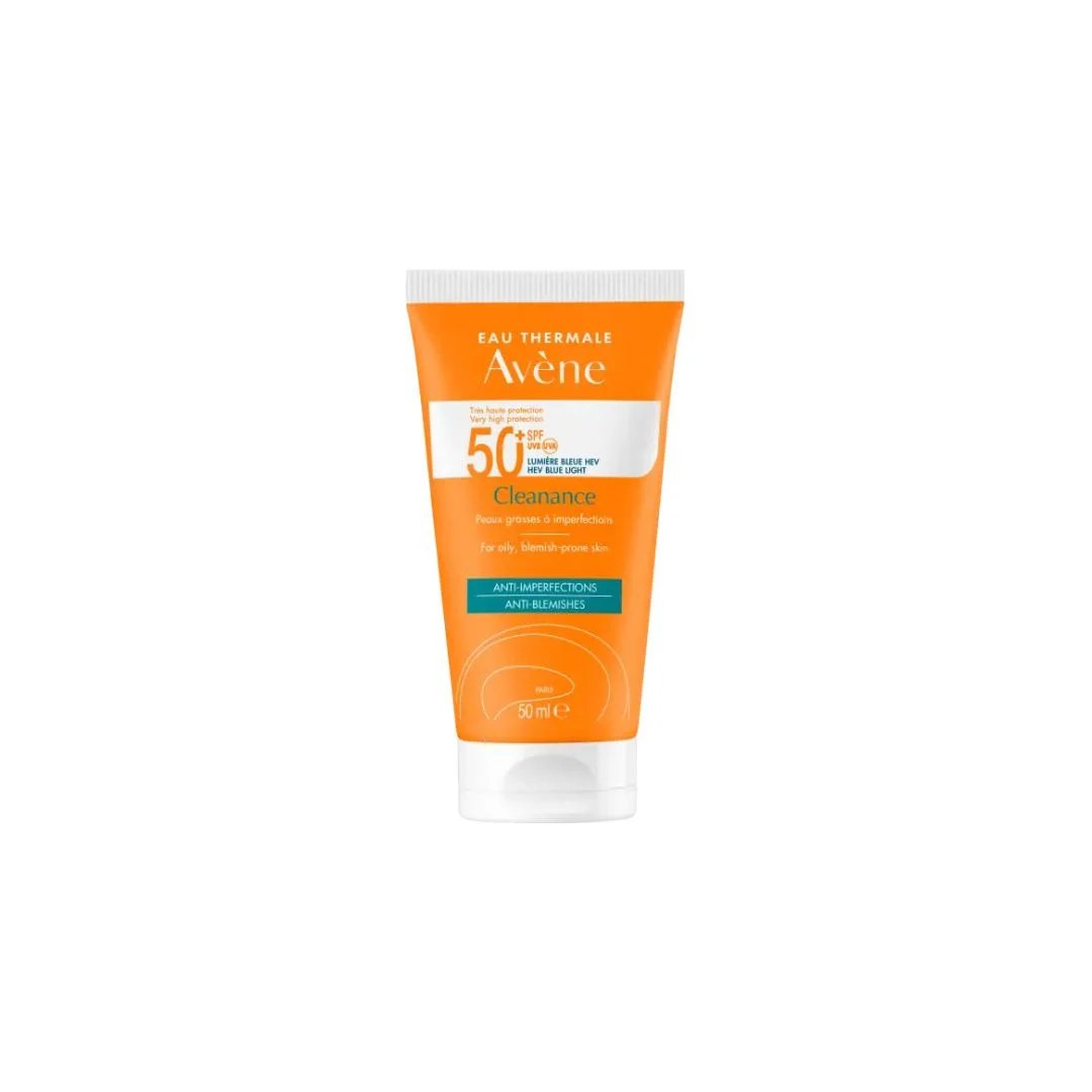 Avène Cleanance Solaire SPF 50+ pour Peaux Grasses.