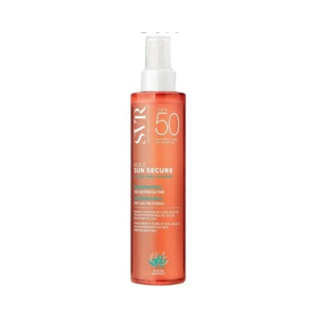 SVR Sun Secure Huile Sèche SPF 50 pour protection solaire et hydratation.