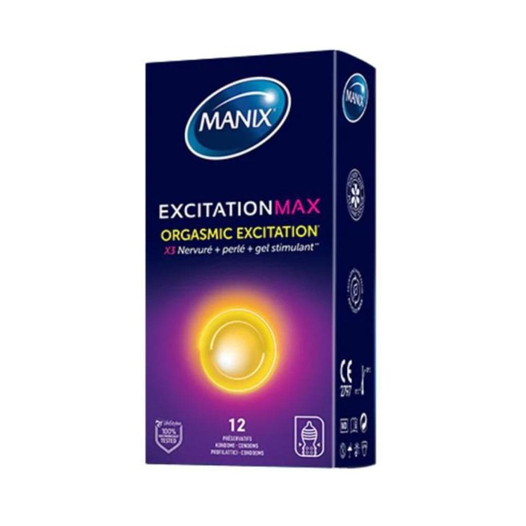 Manix Excitation Max B12 – Préservatifs Stimulants pour Plus de Sensations (Boîte de 12)