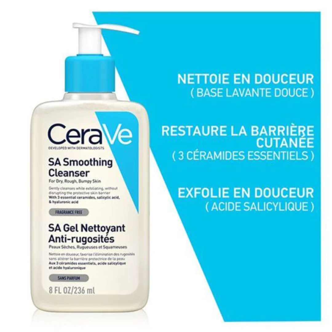 CeraVe SA Gel Nettoyant Anti-Rugosités Peau Sèche et Rugueuse