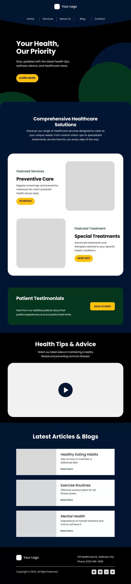 Healthcare Connect Newsletter Template - Dark Theme - EmailBlu