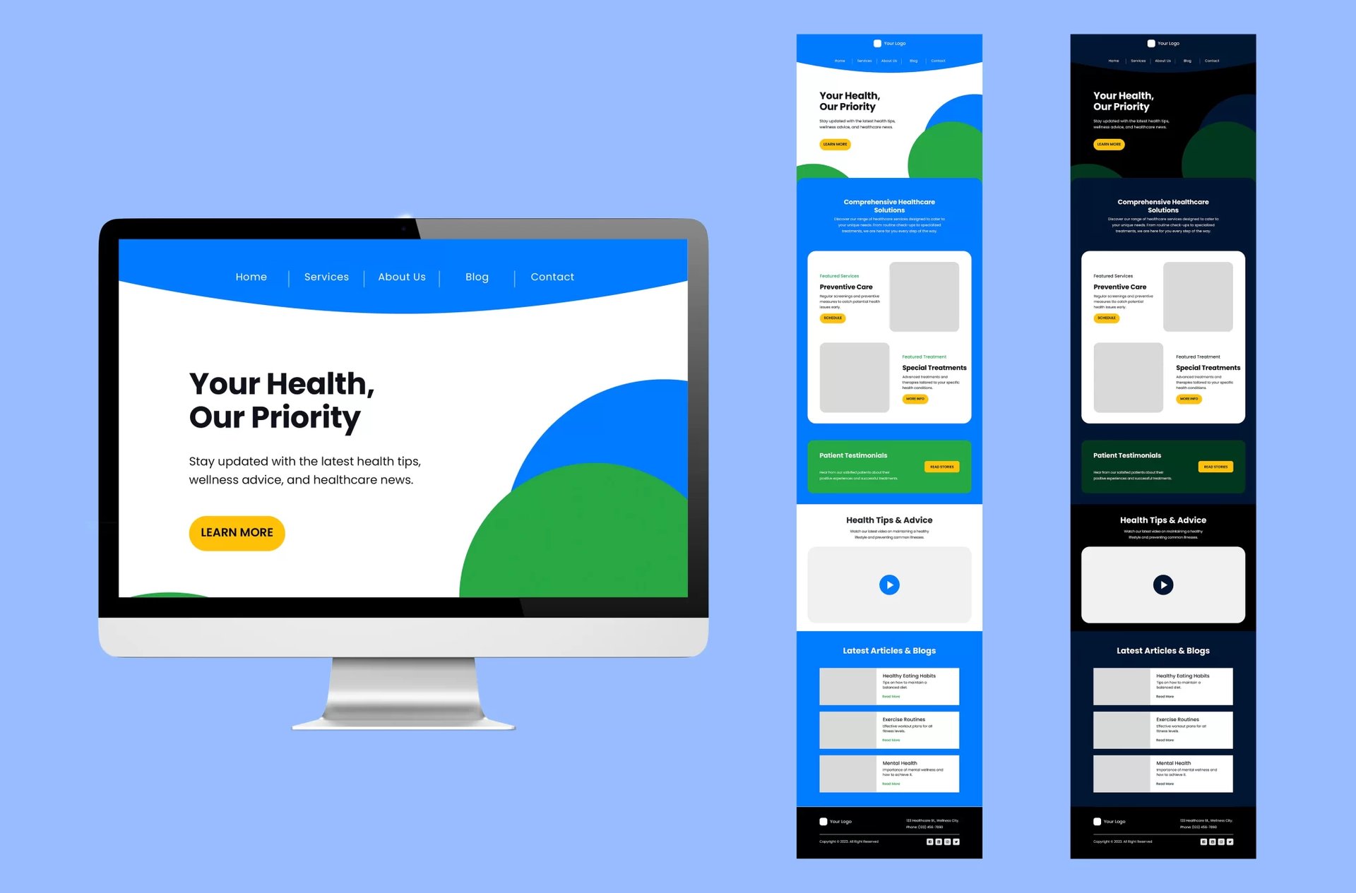 Mockup - Healthcare Connect Newsletter Template - Light Theme - EmailBlu