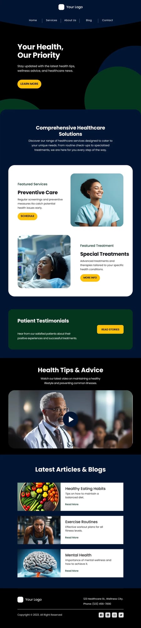 Healthcare Connect Newsletter Template - Dark Theme - EmailBlu