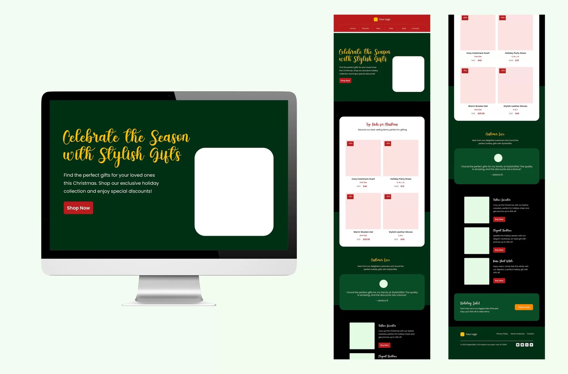 Mockup - Christmas Promotional Newsletter Template - Dark Theme - EmailBlu