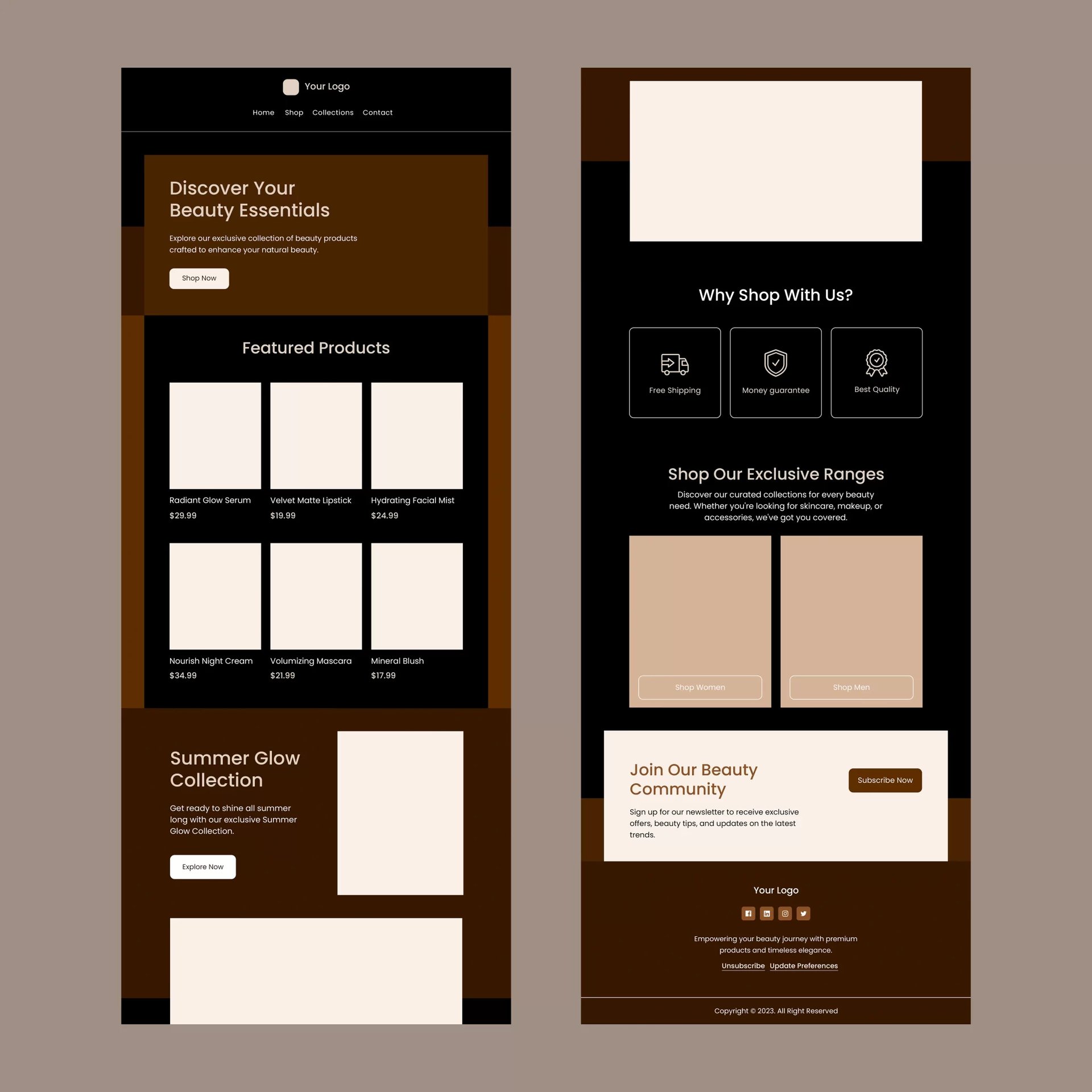 Featured - Beauty E-commerce Newsletter Template - Dark Theme - EmailBlu