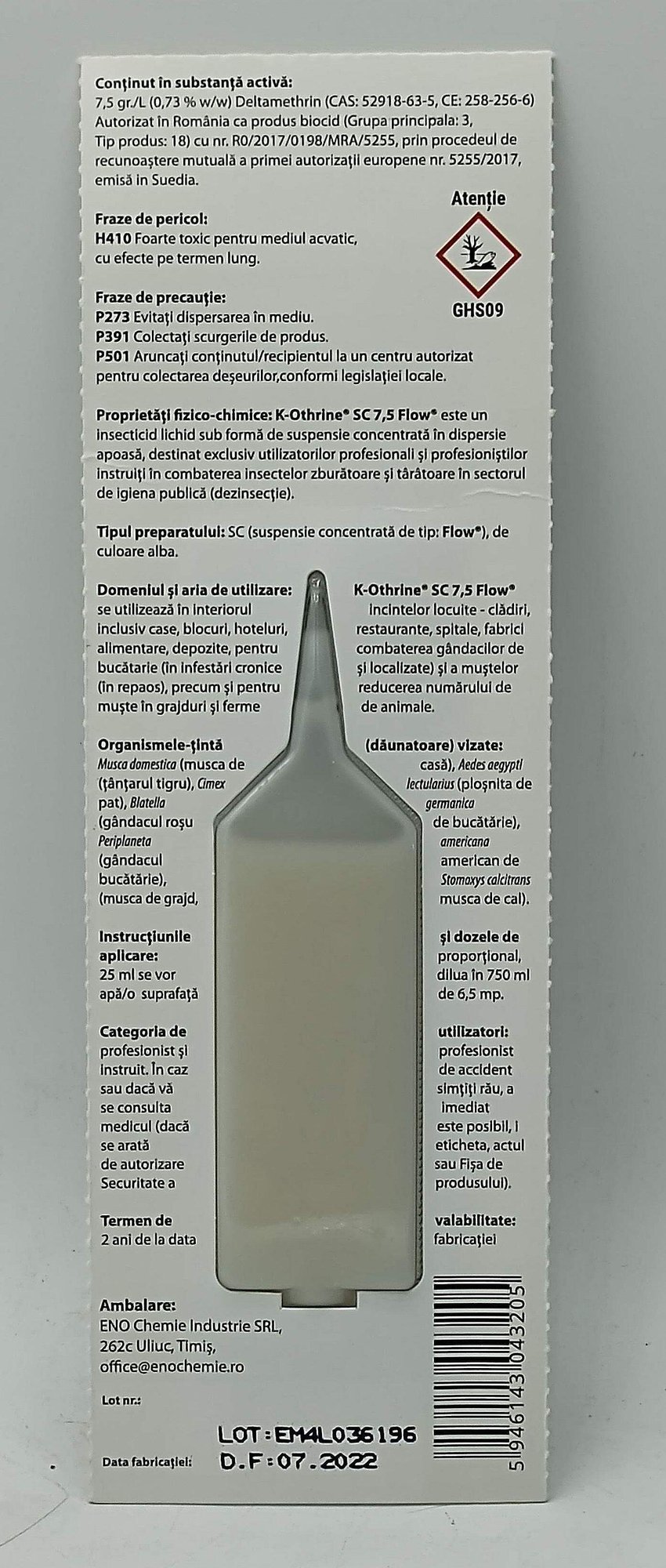 K-OTHRINE SC 7.5 FLOW 2,5 ml BLISTER spate