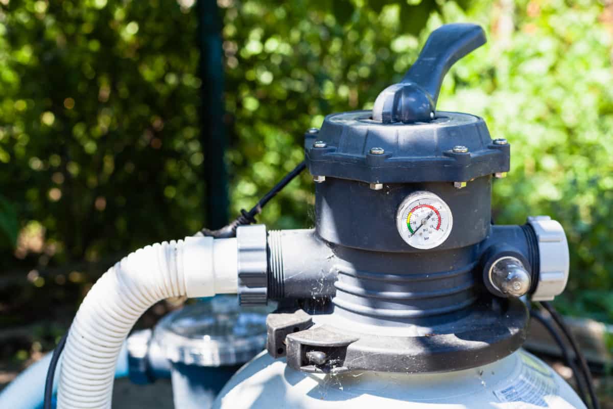 The top of a swimming pool sand filter.