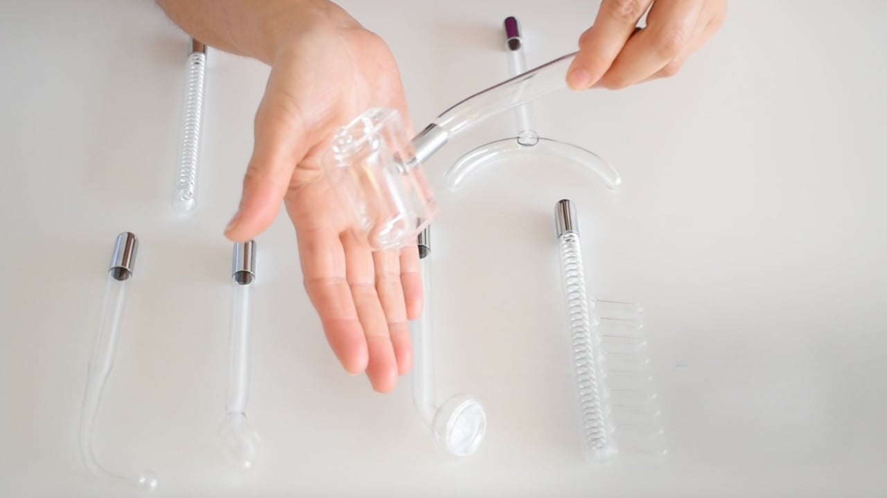 Electrodos rodillo, horquilla e indirecto para tratamientos estéticos con alta frecuencia.