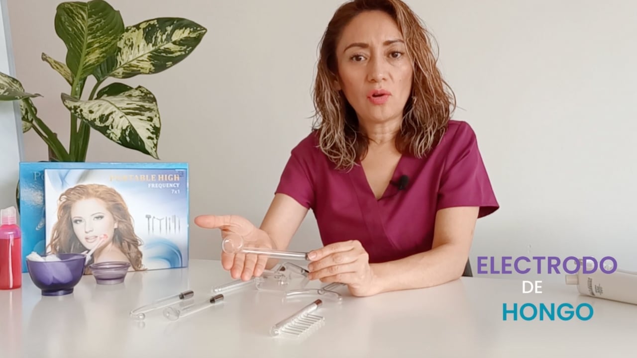 Electrodo de hongo de alta frecuencia, utilizado en tratamientos faciales y corporales.