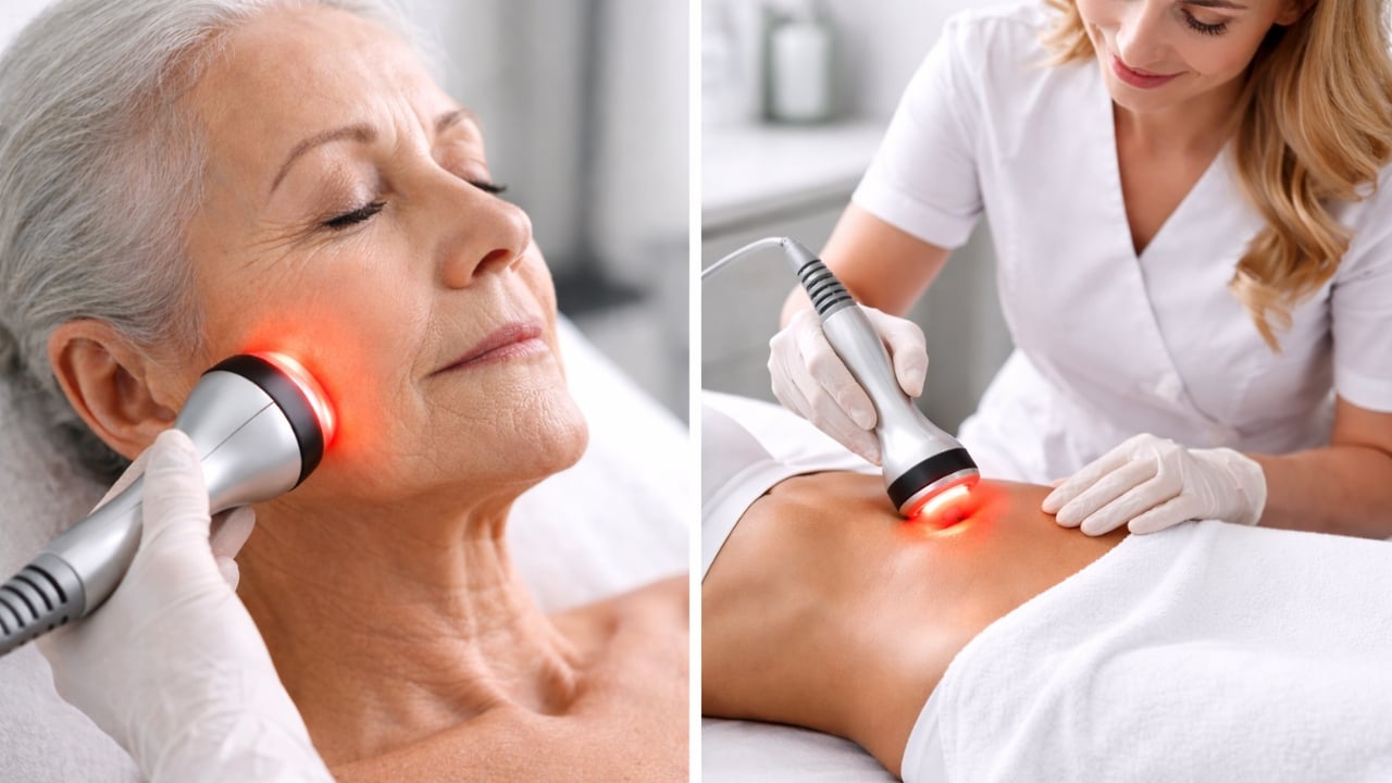 Radiofrecuencia aplicada en rostro y abdomen para mejorar la flacidez y el aspecto de la piel madura.