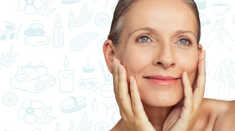 Terapia de luz roja en piel madura para mejorar la elasticidad y estimular colágeno.