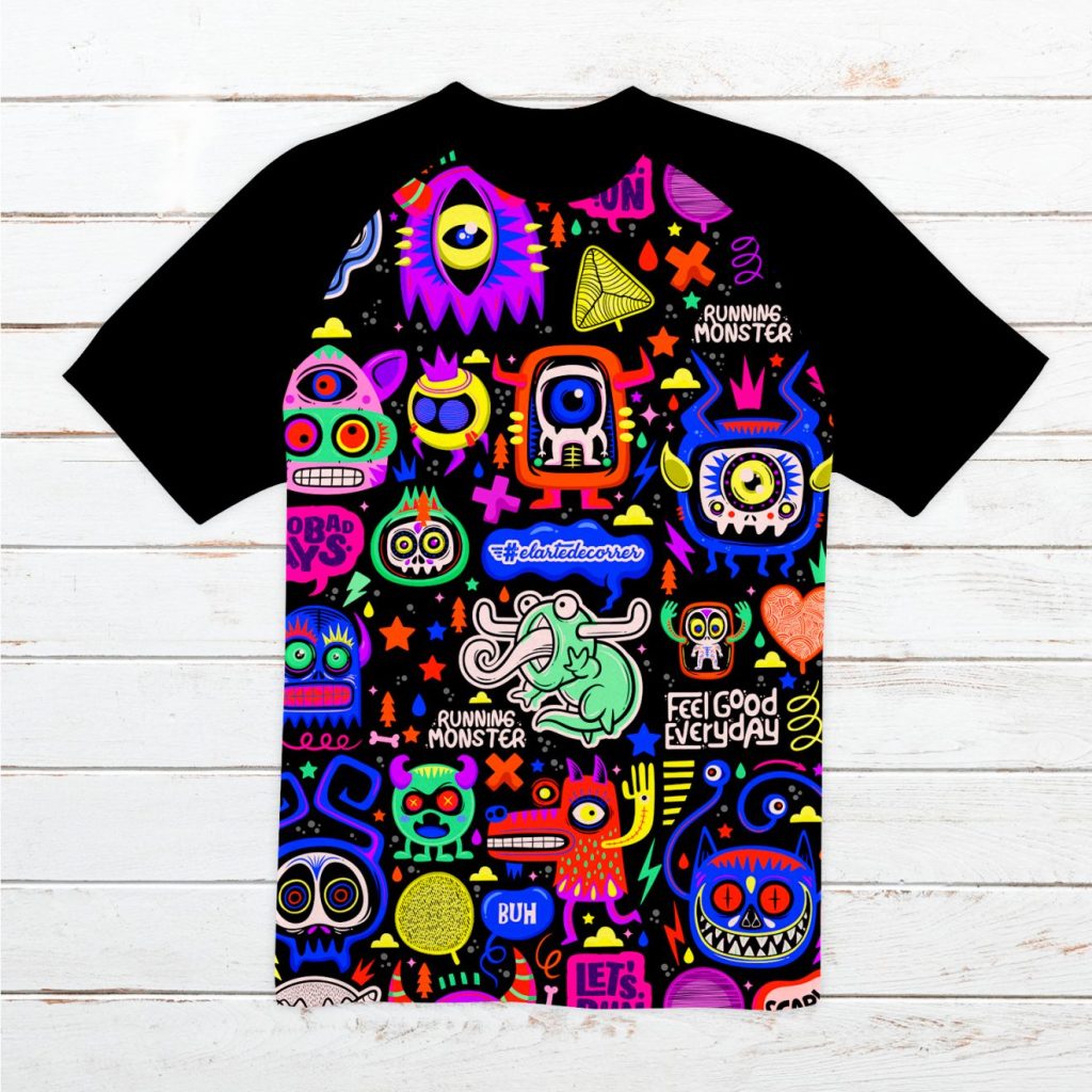 Camiseta técnica hombre #Monstruos lila