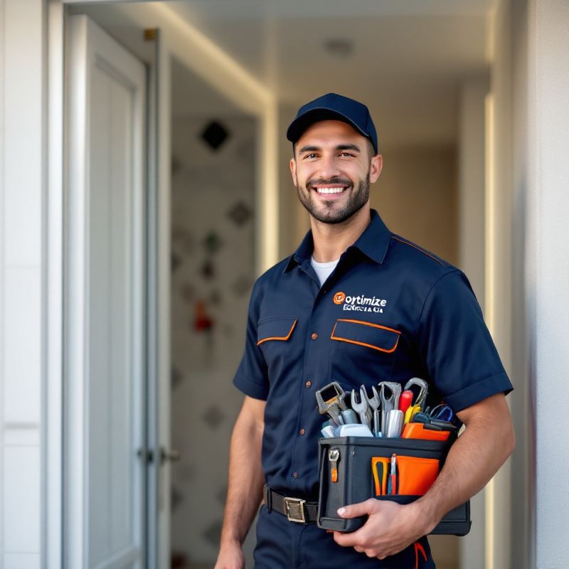 Eletricista realizando serviço elétrico nas Olaias
