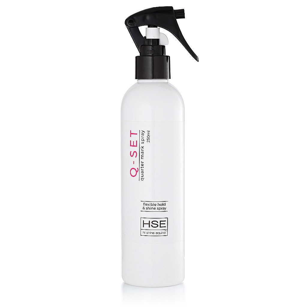 A bottle of HSE Q-Set Quarter Mark Spray on a white background.