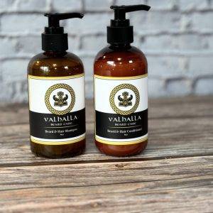 Beard Shampoo and Conditioner Set - 8 oz by Valhalla Beard Care, natural paraben-free SLS-free beard grooming duo