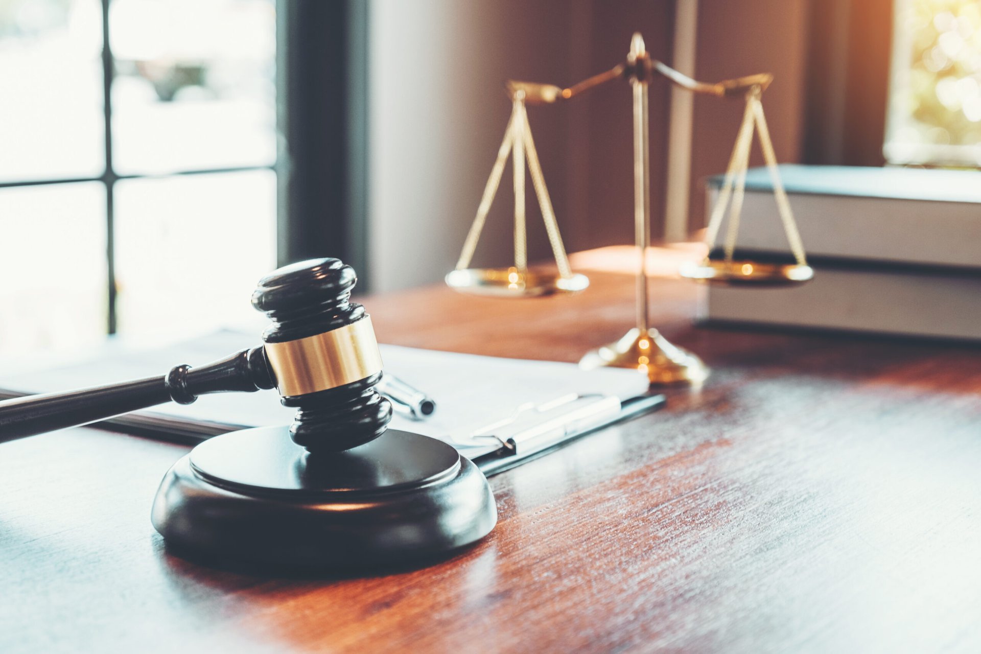 judges desk with gavel