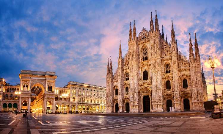 Milan, Italy makes a fine stopover on any Rome to Paris by train journey.