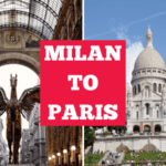 Listed train routes from Milan to Paris.