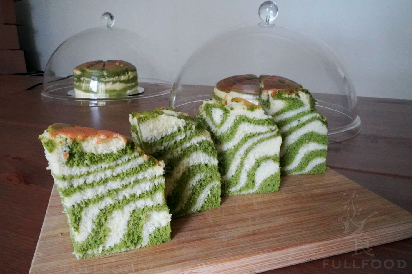 matcha zebra chiffon sliced