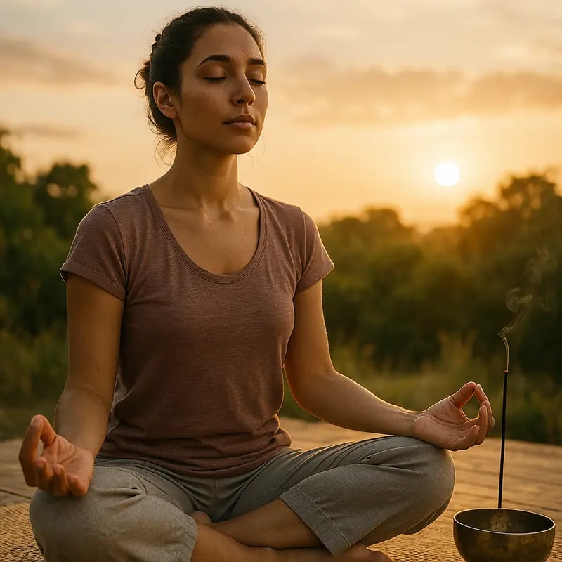 Embracing Meditation: A Modern Path to Spirituality 7 Collage of nature, urban meditation room, and meditation tech.