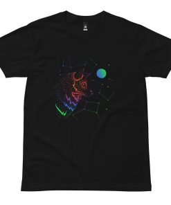 Colorful wolf and stars outline design tshirt