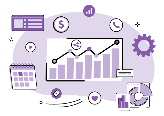 6 Steps to Content Marketing Success 5 a calendar, dollar sign and lots of graphs
