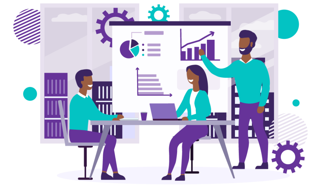 Google Algorithm Update May 2020 3 A man presenting an analytics report to his teammates.