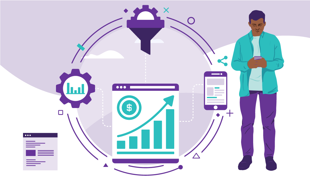 Top Content Types for Every Small Business Sales Funnel 1 Man looking for guides what types of content to use for every stage of sales funnel for profit.