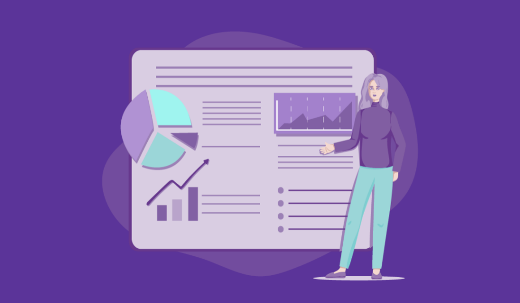 Ultimate Guide to SEO Marketing for SMBs 7 A woman is presenting sites analytics.