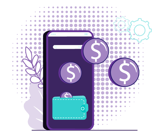 Should you Start a Blog This Year? 12 smartphone with a wallet app and some coins.