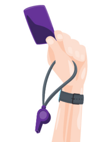 Myth: 3rd-Party App Posts on Facebook = Less Reach 1 A hand holding a whistle and a violation card.