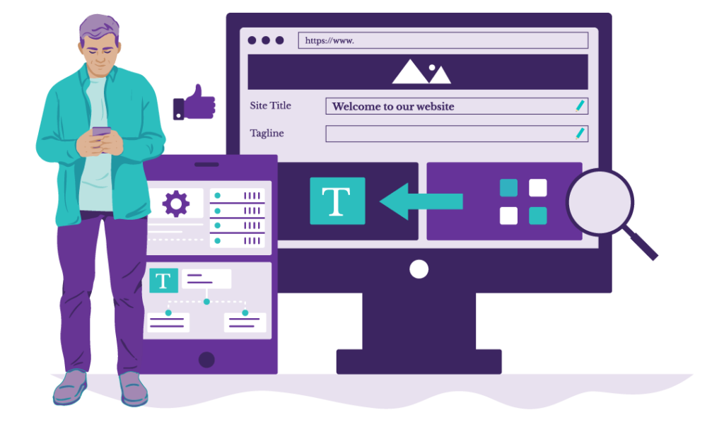 How to Change Your Site Title in WordPress 1 Man researching what a site title is.