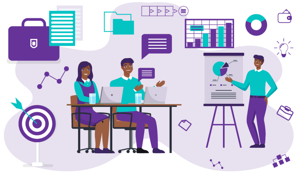 What is Content Marketing? A Jargon-free Explanation 1 A man is presenting his analytics report to his colleague, showing how content marketing works.