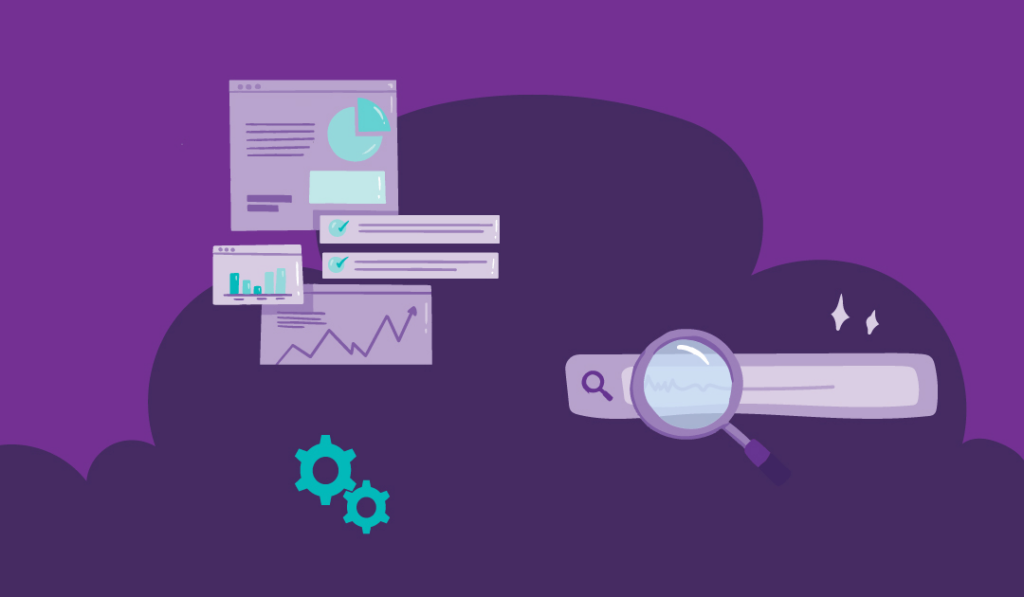Wade’s Hierarchy of SEO Techniques (SEO Strategy) 3 Magnifying glass on a search bar with charts and graphs that have positive results in the background, it means with the right SEO techniques, you’ll achieve significant result.