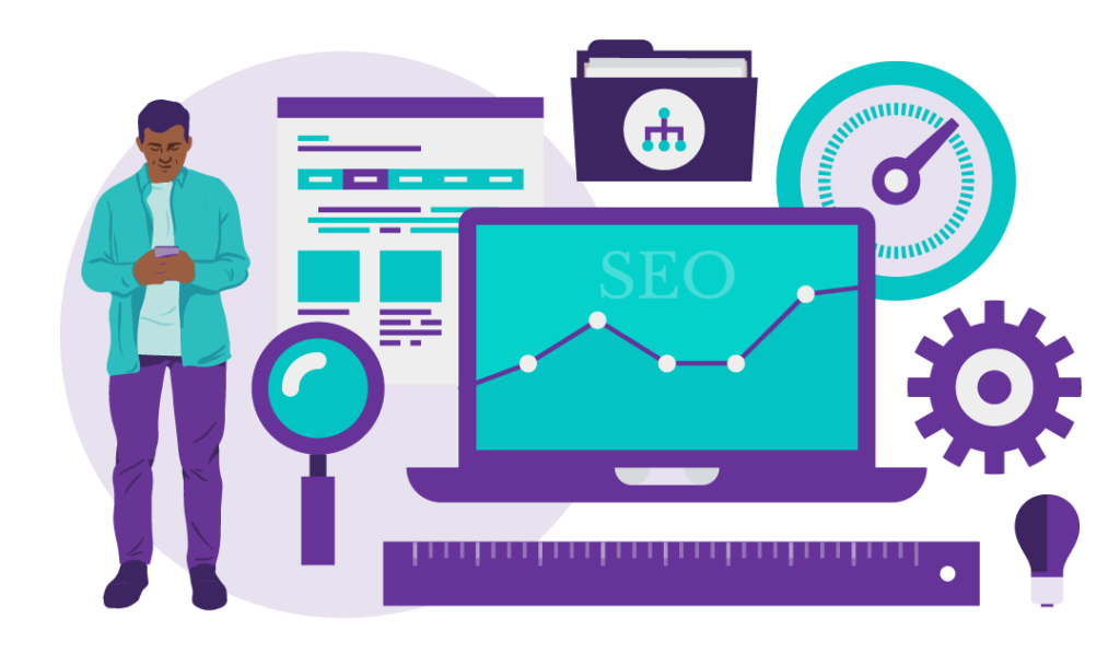 3 SEO Fallacies Harming Small Businesses 1 Man searching for SEO myths to avoid.