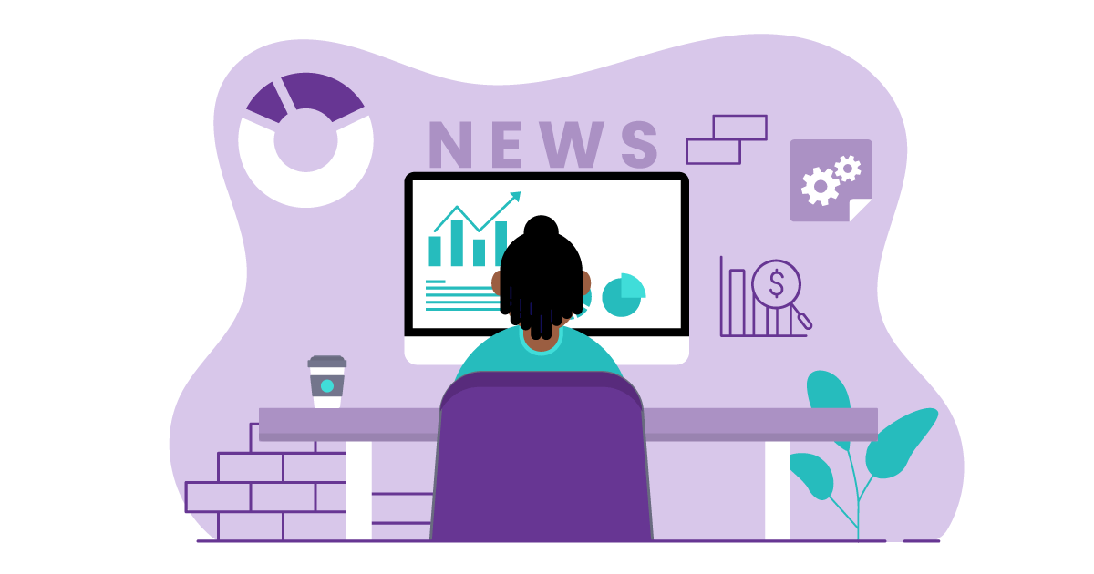 The 7 Types of Blog Posts for Better ROI 6 Woman looking at the news on a computer.