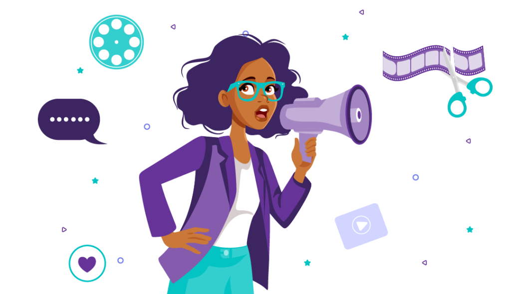 6 Steps to Content Marketing Success 4 a woman is promoting content with the help of a megaphone