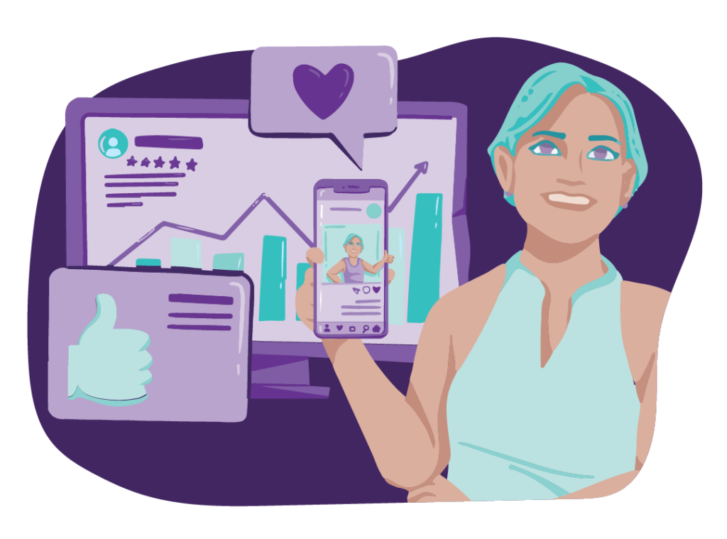 Top 13 Marketing Strategies and Marketing Approaches 4 Woman showing her trending post from social media.