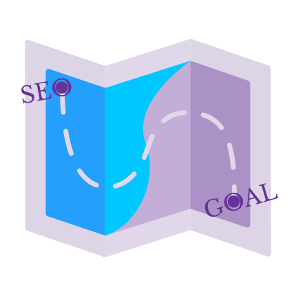 5 Things I Wish I’d Known About SEO When I Built My First Website 6 A map showing the word 'SEO' at the start and the 'GOAL' at the end.