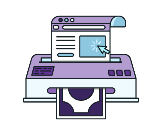 Should you Start a Blog This Year? 2 A blog being fed into a printer with money coming out the other end
