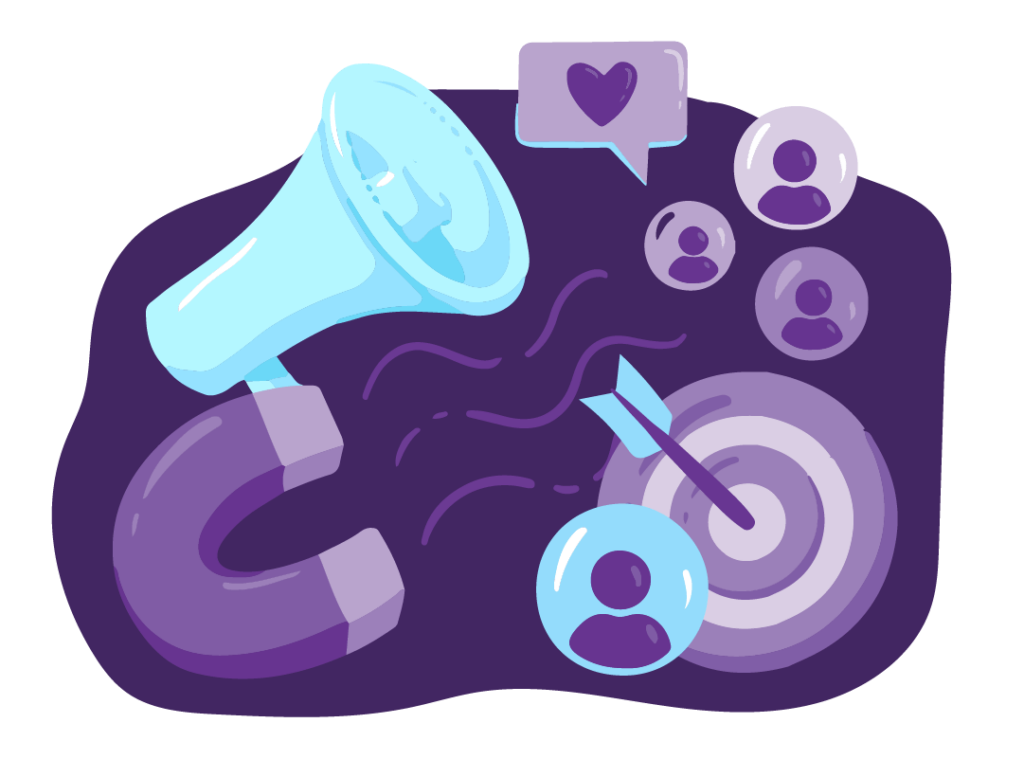 Top 13 Marketing Strategies and Marketing Approaches 13 A magnet attracting new prospects and a target and arrow that signifies the targeted customers are ‘hit’. They key is that no-one is reaching out directly to the prospects. They’re being drawn in by the marketing.