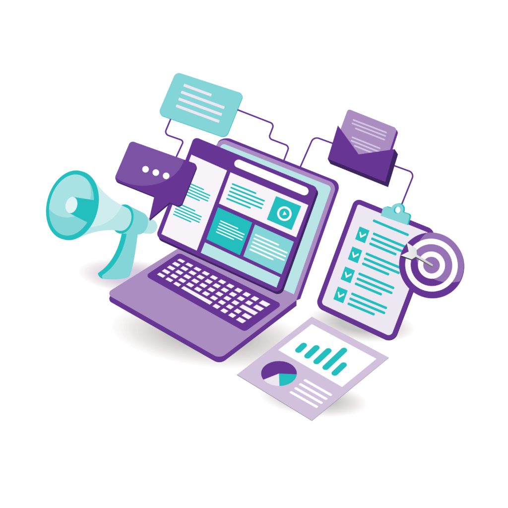 Content Strategy Success Guide 4 Laptop showing how different kinds of content can be used to market a business and its products and services.