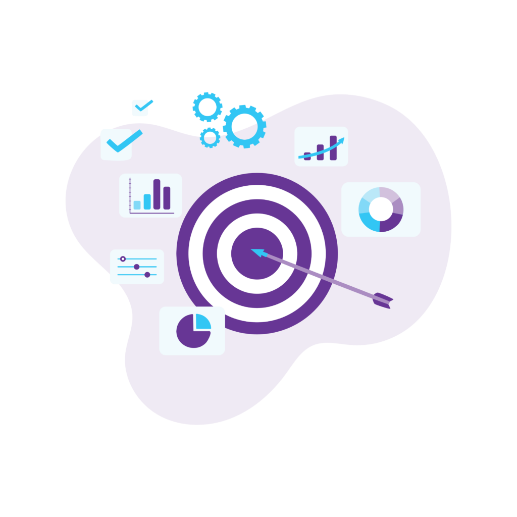 Content Strategy Success Guide 9 An arrow and target with graphs and charts.