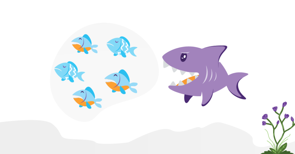 Keyword Cannibalisation: How to Identify & Quash It 1 Shark following a school of fish.