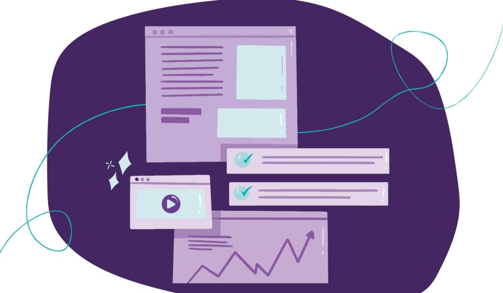 What is Copy? Content vs. Copy 4 several pieces of copy and content including a video, list, article with images and a CTA, and a graph